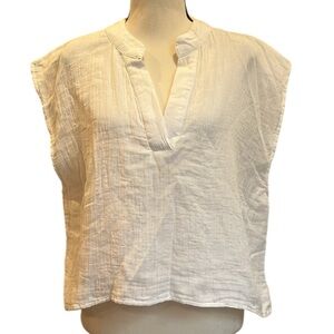 Turks & Caicos Soft White Cotton Gauze New! Top Sleeveless Boxy Size Medium NWT